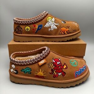 UGG Brown Embroidered Slippers
